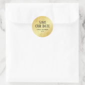 Elegantes Personalisiertes Gold Save the Date Gebl Runder Aufkleber (Tasche)