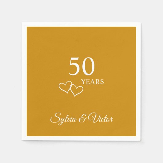 Elegantes Personalisiertes Golden 50-jähriges Part Serviette (Vorderseite)