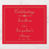 Elegantes Personalisiertes Hochzeitschick Rotes Go Schaumweinetikett (Einzelnes Label)