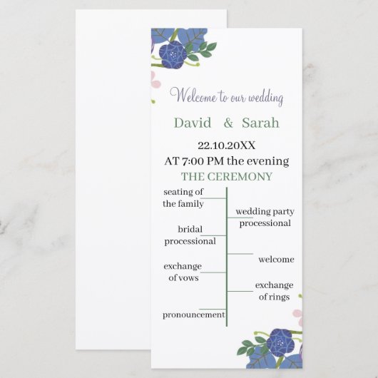 Elegantes Personalisiertes Hochzeitsprogramm für L (Vorne/Hinten)