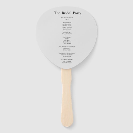 Elegantes Personalisiertes Hochzeitsprogramm Handf Fächer (Rückseite)