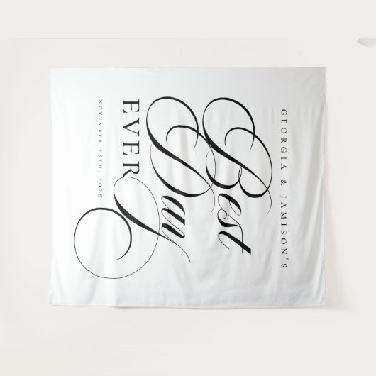 Elegantes Personalisiertes Hochzeitssymbol "Bester Wandteppich (Vorderseite (Horizontal))