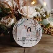 Elegantes Personalisiertes Hochzeitsszenario-Foto Keramikornament