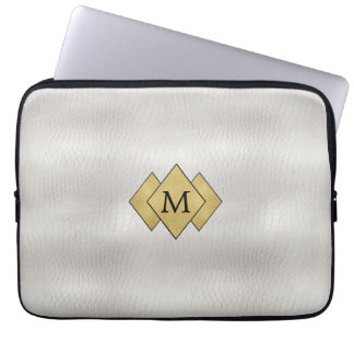 Elegantes Personalisiertes Imitat Weißes Leder Laptopschutzhülle