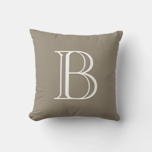 Elegantes personalisiertes Initial-Taupe-Braun-Mon Kissen
