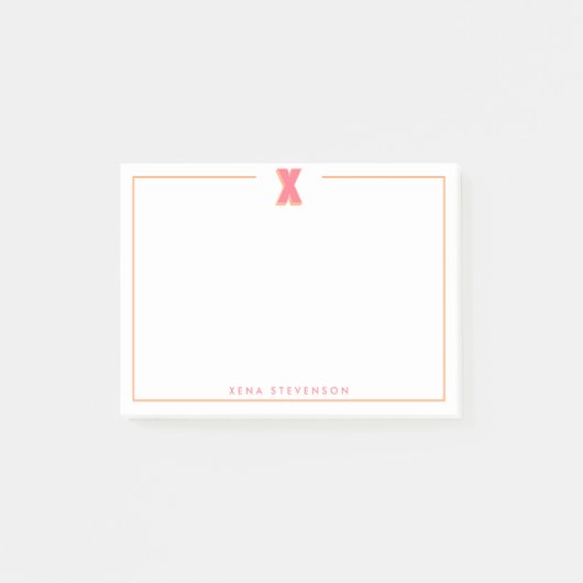 Elegantes personalisiertes Monogramm 3D-Buchstabe  Post-it Klebezettel (Vorderseite)