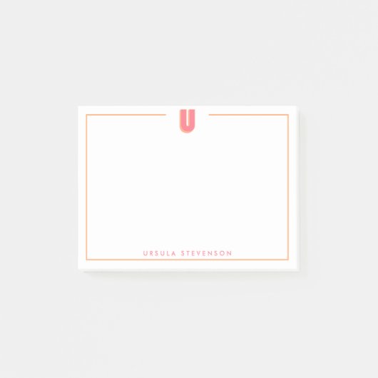 Elegantes personalisiertes Monogramm 3D-Buchstabe  Post-it Klebezettel (Vorderseite)