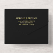 Elegantes, Personalisiertes Monogramm auf schwarz All In One Einladung (Rückseite)