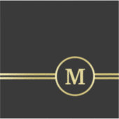 Elegantes, Personalisiertes Monogramm auf schwarz Aufkleber (Vorderseite)