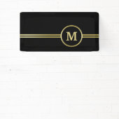 Elegantes, Personalisiertes Monogramm auf schwarz Banner (InSitu)