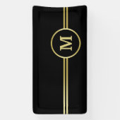 Elegantes, Personalisiertes Monogramm auf schwarz Banner (Vertikal)