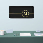 Elegantes, Personalisiertes Monogramm auf schwarz Banner (Messe)