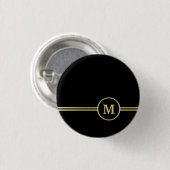 Elegantes, Personalisiertes Monogramm auf schwarz Button (Vorne & Hinten)