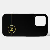 Elegantes, Personalisiertes Monogramm auf schwarz Case-Mate iPhone Hülle (Rückseite (Horizontal))