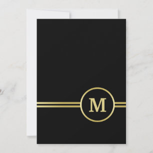 Elegantes, Personalisiertes Monogramm auf schwarz Einladung