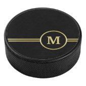 Elegantes, Personalisiertes Monogramm auf schwarz Eishockey Puck (3/4)