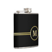 Elegantes, Personalisiertes Monogramm auf schwarz Flachmann (Rechts)