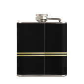Elegantes, Personalisiertes Monogramm auf schwarz Flachmann (Rückseite)