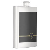 Elegantes, Personalisiertes Monogramm auf schwarz Flachmann (Rechts)