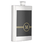 Elegantes, Personalisiertes Monogramm auf schwarz Flachmann (Rechts)