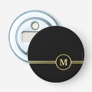Elegantes, Personalisiertes Monogramm auf schwarz Flaschenöffner