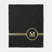 Elegantes, Personalisiertes Monogramm auf schwarz Fleecedecke (Vorderseite)