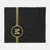 Elegantes, Personalisiertes Monogramm auf schwarz Fleecedecke (Vorderseite (Horizontal))
