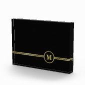 Elegantes, Personalisiertes Monogramm auf schwarz Fotoblock (Rechts)