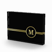 Elegantes, Personalisiertes Monogramm auf schwarz Fotoblock (Rechts)