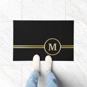 Elegantes, Personalisiertes Monogramm auf schwarz Fußmatte