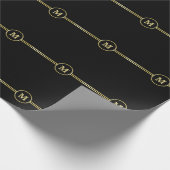 Elegantes, Personalisiertes Monogramm auf schwarz Geschenkpapier (Ecke)