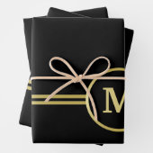 Elegantes, Personalisiertes Monogramm auf schwarz Geschenkpapier Set (Beispiel)