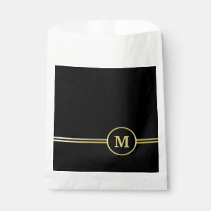 Elegantes, Personalisiertes Monogramm auf schwarz Geschenktütchen