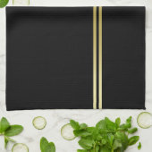 Elegantes, Personalisiertes Monogramm auf schwarz Geschirrtuch (Gefaltet)