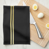 Elegantes, Personalisiertes Monogramm auf schwarz Geschirrtuch (Viertel Falte)