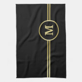 Elegantes, Personalisiertes Monogramm auf schwarz Geschirrtuch (Vertikal)