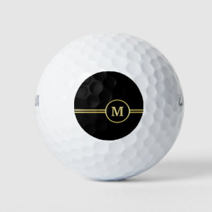 Elegantes, Personalisiertes Monogramm auf schwarz Golfball