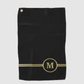 Elegantes, Personalisiertes Monogramm auf schwarz Golfhandtuch (Vorderseite)