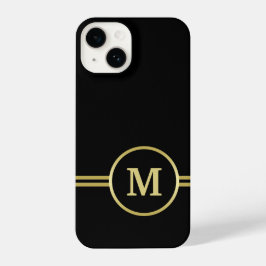 Elegantes, Personalisiertes Monogramm auf schwarz iPhone 14 Hülle