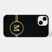 Elegantes, Personalisiertes Monogramm auf schwarz iPhone Hülle (Rückseite (Horizontal))