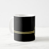 Elegantes, Personalisiertes Monogramm auf schwarz Kaffeetasse (Vorderseite Links)