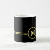 Elegantes, Personalisiertes Monogramm auf schwarz Kaffeetasse (Mittel)