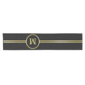 Elegantes, Personalisiertes Monogramm auf schwarz Kurzer Tischläufer (Horizontal)