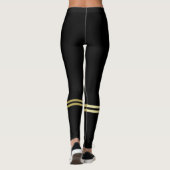 Elegantes, Personalisiertes Monogramm auf schwarz Leggings (Rückseite)