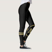 Elegantes, Personalisiertes Monogramm auf schwarz Leggings (Rechts)