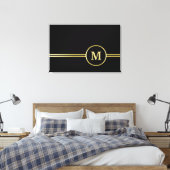 Elegantes, Personalisiertes Monogramm auf schwarz Leinwanddruck (Insitu (Schlafzimmer))