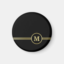 Elegantes, Personalisiertes Monogramm auf schwarz Magnet