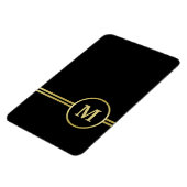 Elegantes, Personalisiertes Monogramm auf schwarz Magnet (Linke Seite)