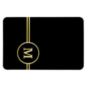 Elegantes, Personalisiertes Monogramm auf schwarz Magnet (Horizontal)