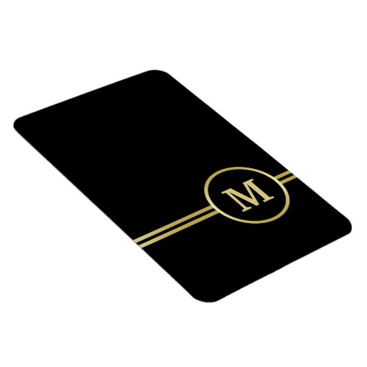 Elegantes, Personalisiertes Monogramm auf schwarz Magnet (Rechte Seite)